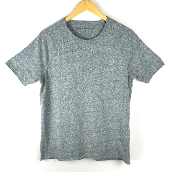 Men’s John Varvatos USA Speckled Heather Grey Short Sleeved Baseball  Tee - M - Picture 1 of 6